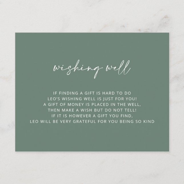 V2 Simple Green Baptism Wishing Well  Enclosure Card (Front)