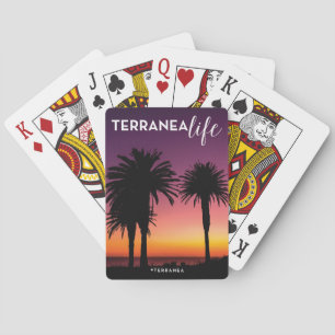 V2. THREE PALMS TERRANEA life PURPLE ORANGE SUNSET Playing Cards