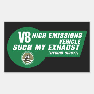 V8 SUV Sticker (Green on Black) 4 pack