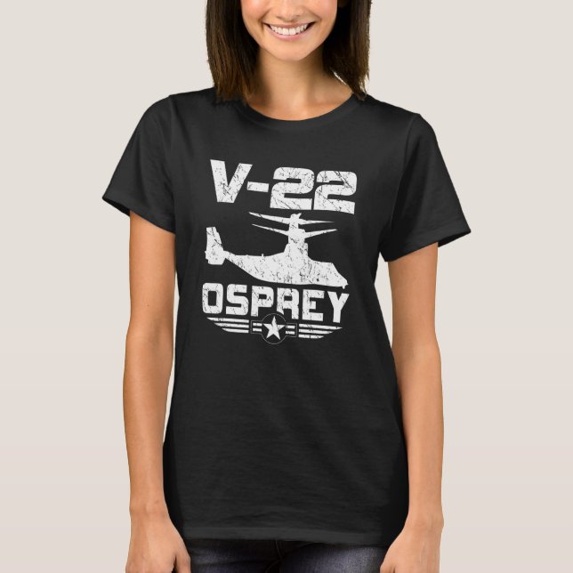 V 22 MV 22 CMV 22B Osprey SVTOL Aircraft Distresse T-Shirt (Front)