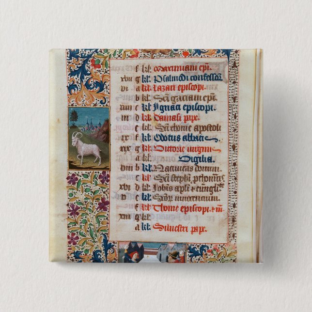 V.25-3 Fol.12v The Month of December 15 Cm Square Badge (Front)