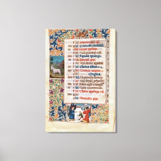 V.25-3 Fol.12v The Month of December Canvas Print (Front)