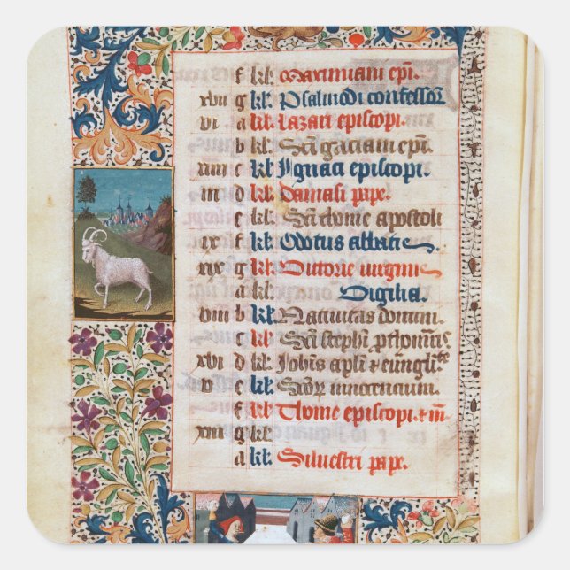 V.25-3 Fol.12v The Month of December Square Sticker (Front)