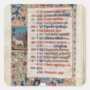 V.25-3 Fol.12v The Month of December Square Sticker