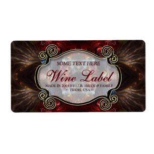 v.4 Mediaeval Fractals Gold Black & Red Wine Label