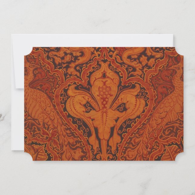 V&A Red Peacock Frieze Greeting Card (Front)