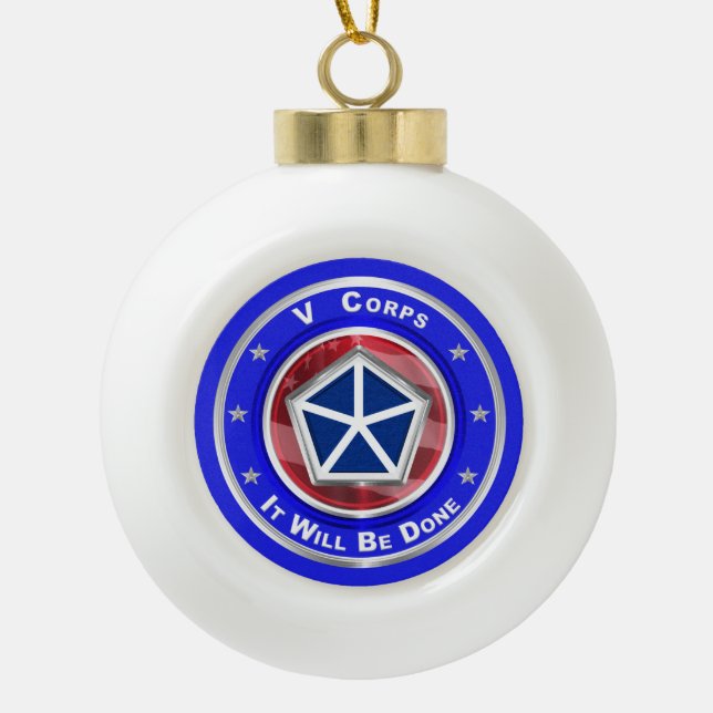 V Corps Christmas Keepsake Ceramic Ball Christmas Ornament (Front)