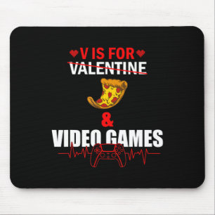 V Day Is for Pizza and Video Game Lovers Gamer Boy Mouse Mat