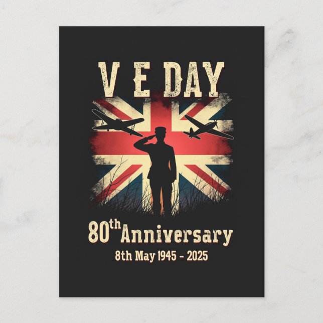 V-E Day 80th Anniversary Victory In Europe WWII Postcard (Front)