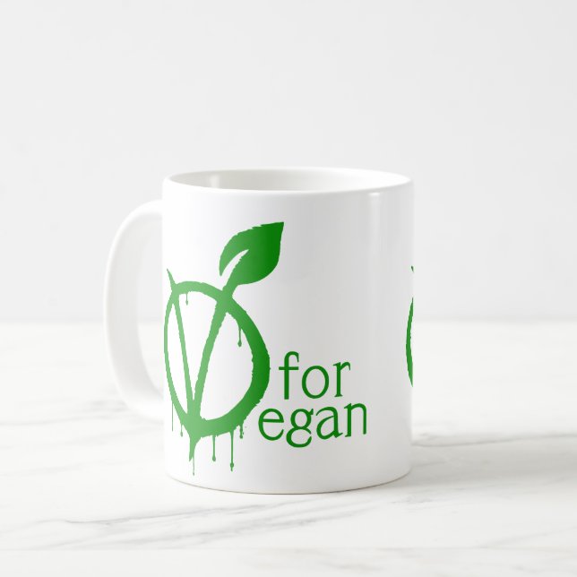 V For Vegan Coffee Mug (Front Left)