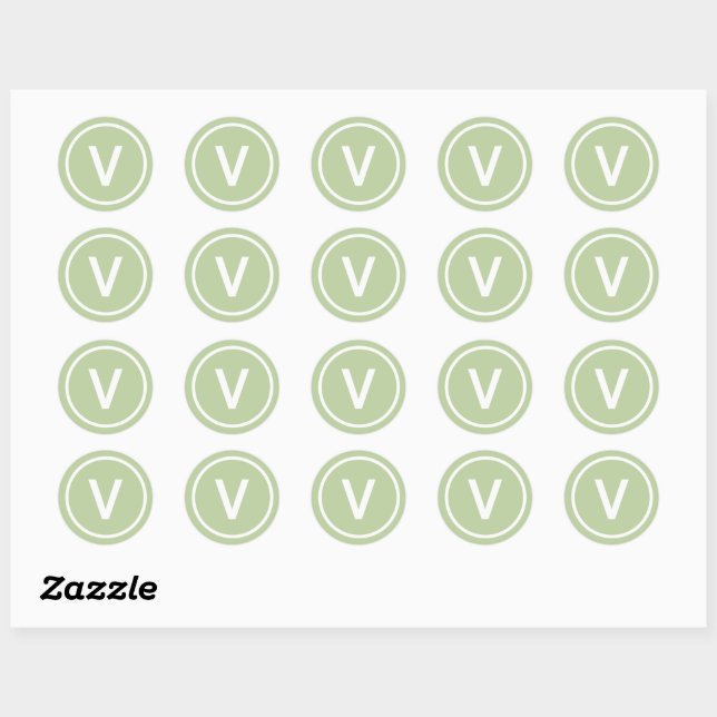 V for Vegan diet natural branding personalise  Classic Round Sticker (Sheet)