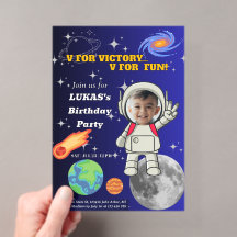 V For Victory V For Fun Astronaut Boy Birthday