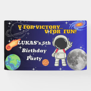  V For Victory V For Fun Astronaut Boy Birthday  Banner