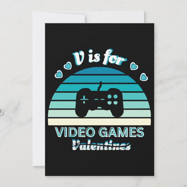 V for Video Games Not Valentines - Funny Retro Col Invitation (Front)