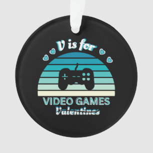 V for Video Games Not Valentines - Funny Retro Col Ornament