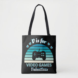 V for Video Games Not Valentines - Funny Retro Col Tote Bag