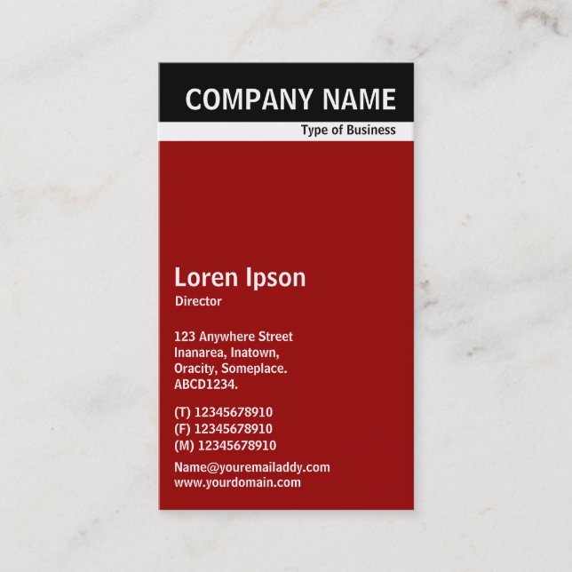 V Header Band - Black with Maroon 990000 Business Card (Front)