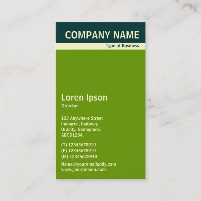 V Header Band - Dark Green, Cream and Green 669900 Business Card (Front)