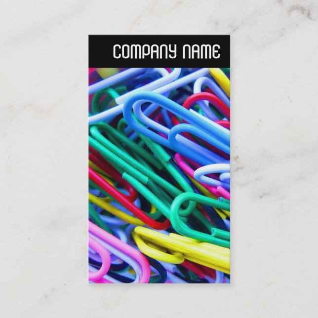 V Header - Colourful Paperclips Business Card (Front)