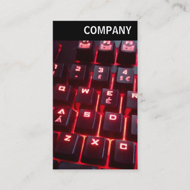 V Header - Glowing Keyboard Business Card (Front)
