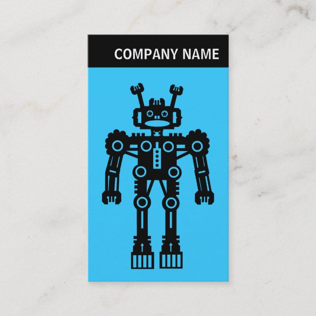 V Header - Photo - Robot - Blue 33CCFF Business Card (Front)