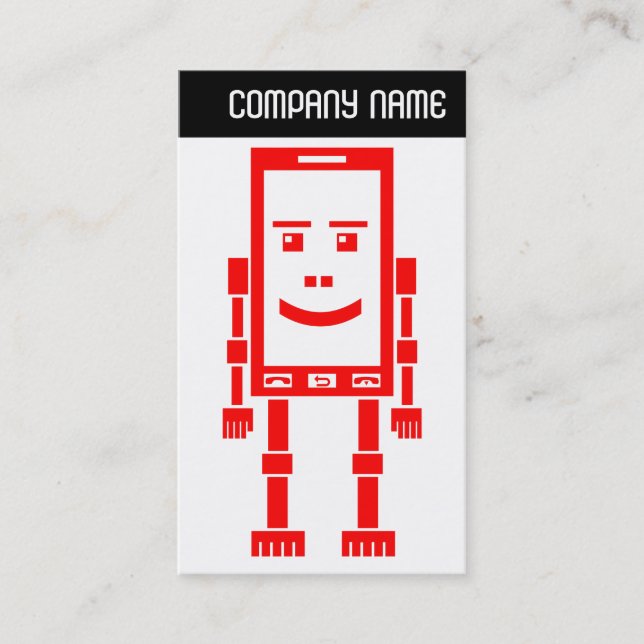 V Header - Robo-Phone - Red Business Card (Front)