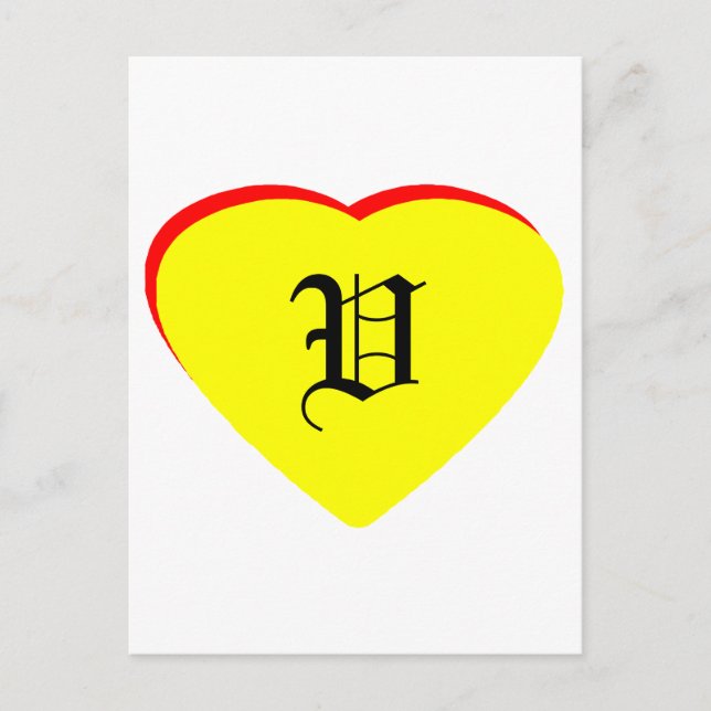 "V" Heart Yellow Red Wedding Invitation The MUSEUM (Front)