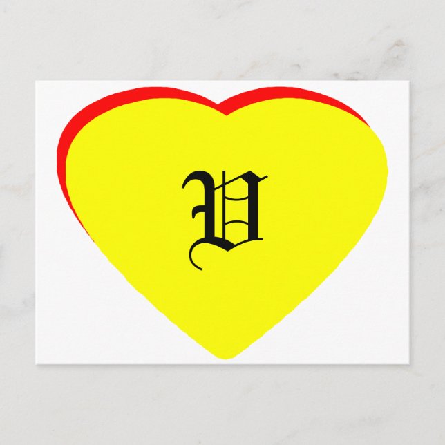 "V" Heart Yellow Red Wedding Invitation The MUSEUM (Front)
