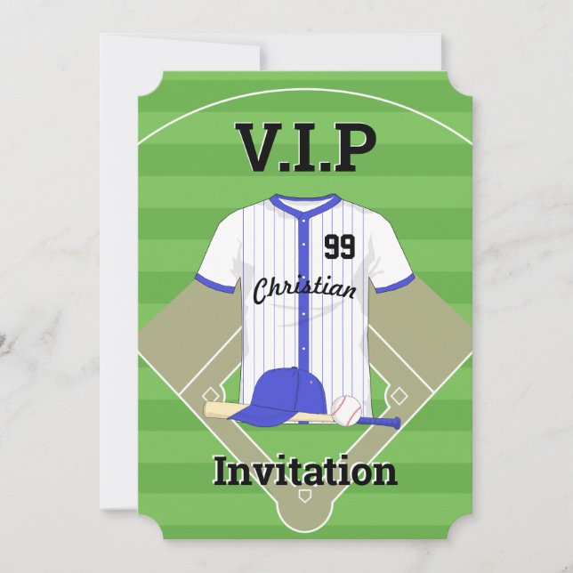 V.I.P Baseball Birthday blue Invitation (Front)