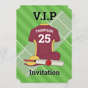 V.I.P Cricket (burg) Birthday Party Invitation
