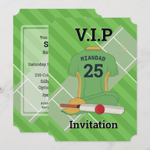 V.I.P Cricket (LGY) Birthday Party Invitation