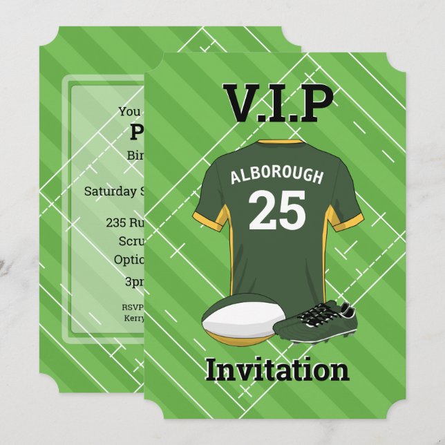 V.I.P Rugby (DGY) Birthday Party Invitation (Front/Back)