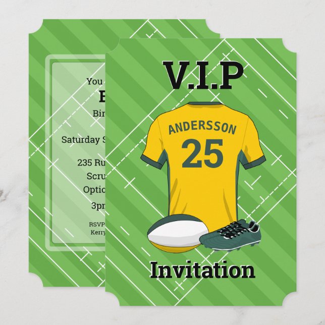 V.I.P Rugby (YDG) Birthday Party Invitation (Front/Back)