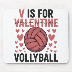 V Is For Valentine Funny Volleyball Sport Lovers Mouse Mat
