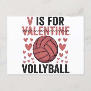 V Is For Valentine Funny Volleyball Sport Lovers Postcard