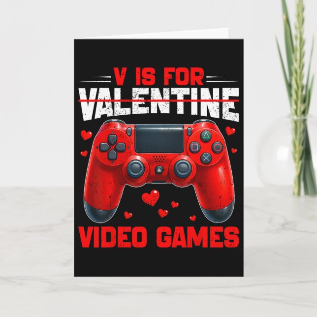 V Is For Valentine Video Game Heart Outfits Men Bo Card (Front)
