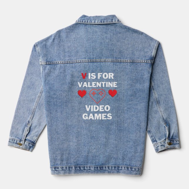 V is for Valentine Video Games Denim Jacket (Back)