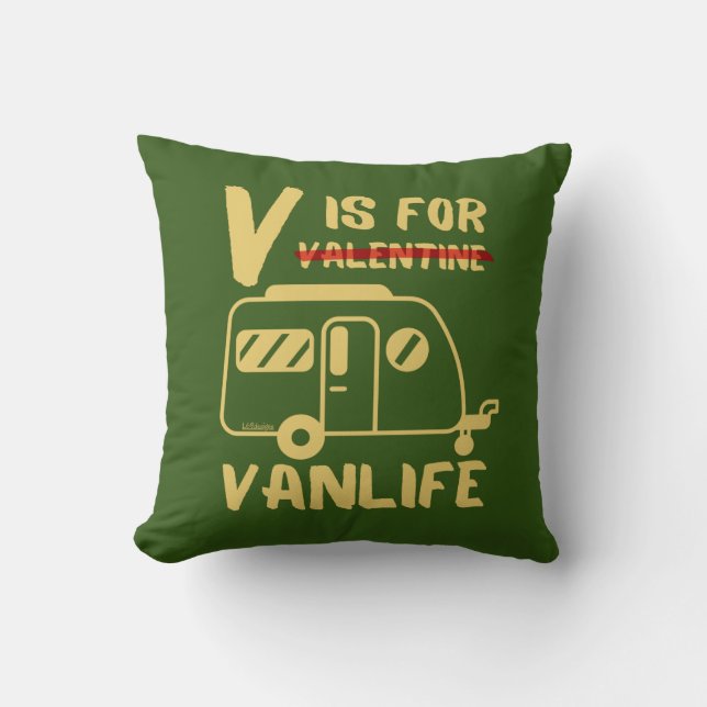 V IS FOR VANLIFE funny valentine gift idea         Cushion (Front)