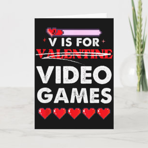 V Is For Video Game Valentine Gamer Hearts  Card