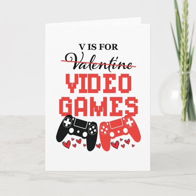 V Is For Video Games Anti-Valentines Day Card (Front)