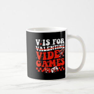 V Is For Video Games Funny Valentine Gamer Boy Men Coffee Mug