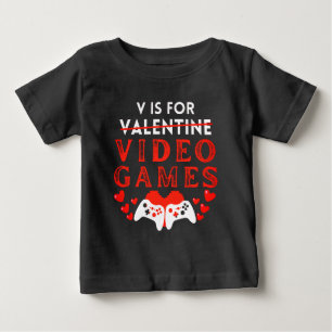 V Is For Video Games Funny Valentines Day Gamer Baby T-Shirt