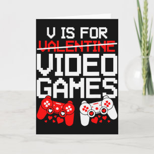 V Is For Video Games Funny Valentines Day Gamer Bo Card