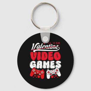 V Is For Video Games Funny Valentines Day Gamer Bo Key Ring