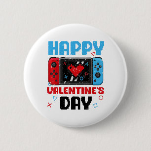 V Is For Video Games Funny Valentines Day Gamer Co 6 Cm Round Badge