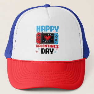 V Is For Video Games Funny Valentines Day Gamer Co Trucker Hat