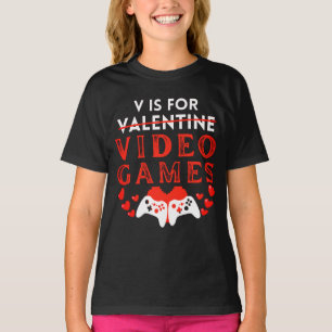 V Is For Video Games Funny Valentines Day Gamer T-Shirt