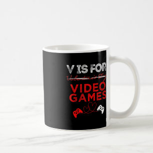 V is For Video Games Gamer Valentines Coffee Mug