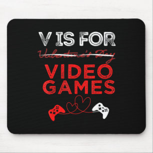 V is For Video Games Gamer Valentines Mouse Mat