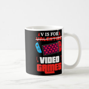 V Is For Video Games Heart Gamer Valentine Day Boy Coffee Mug